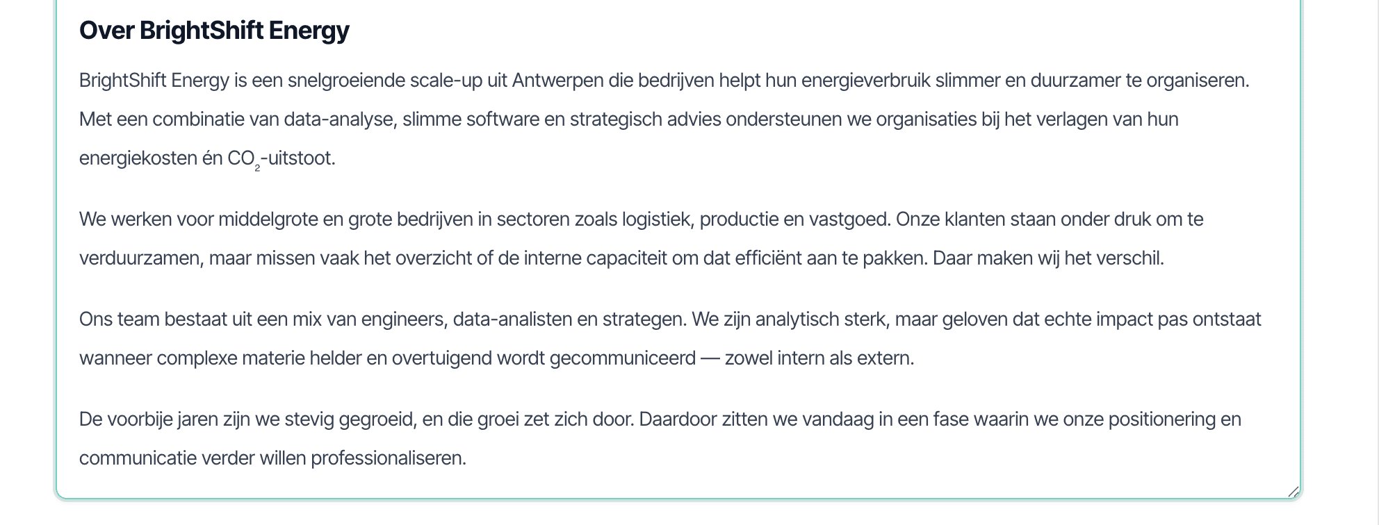 Stap 2: een beschrijving van jou als opdrachtgever.