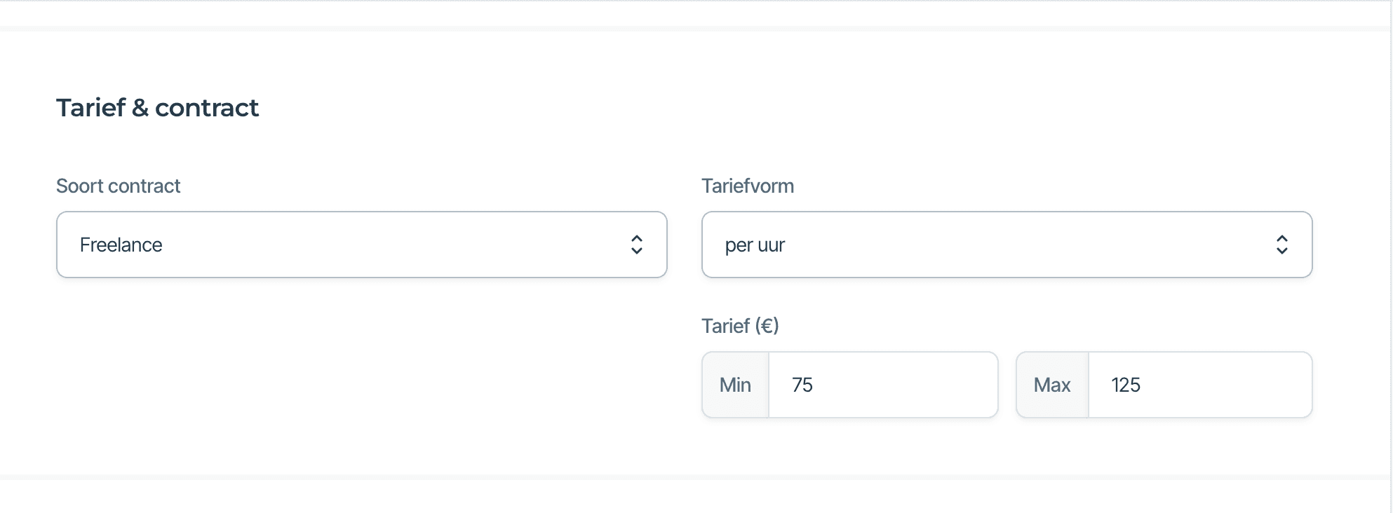 Stap 4: het contracttype en het tarief.